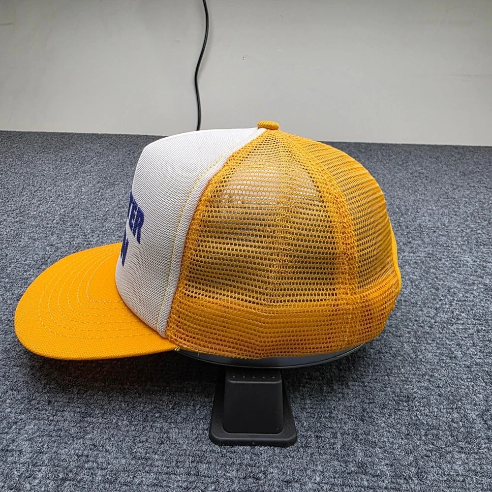Vintage Bywater Gilvin Trucker Hat Mesh Snapback Cap Yellow White Union Made USA